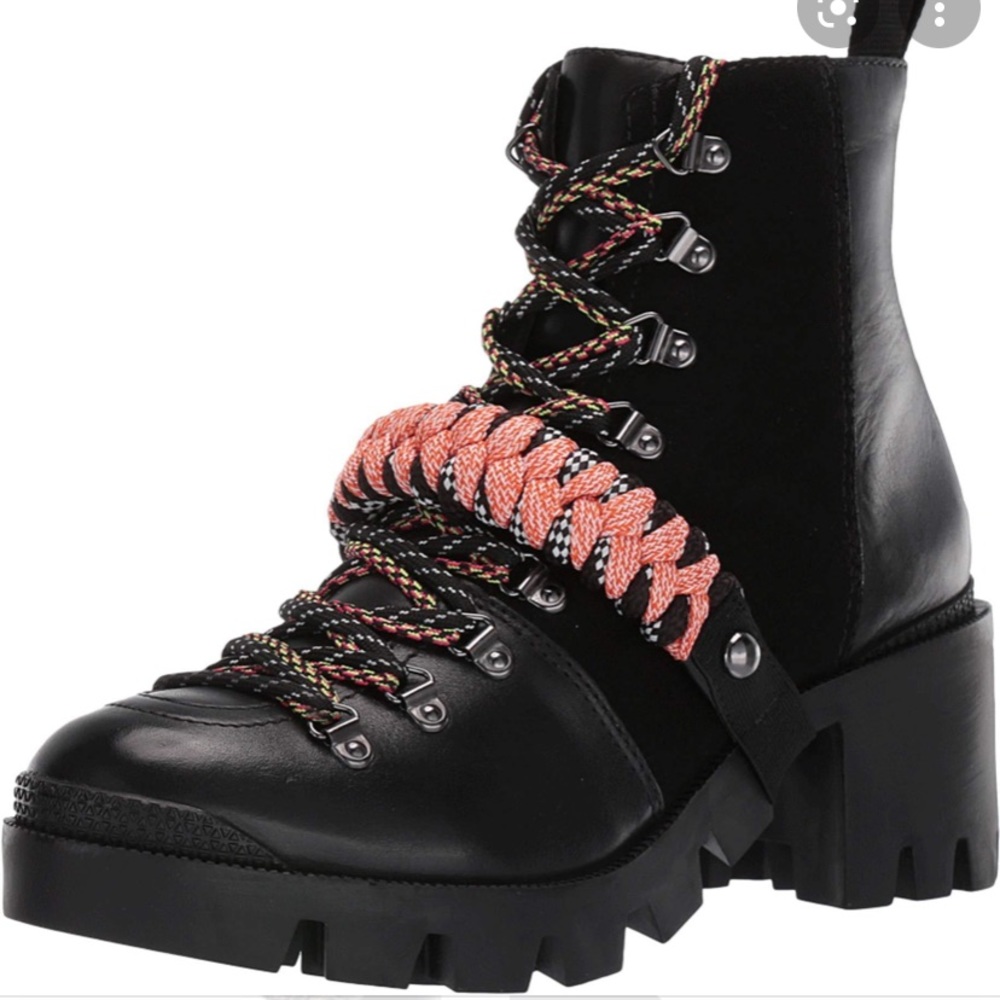 SCHUTZ Black and Pink Lace Up Boots